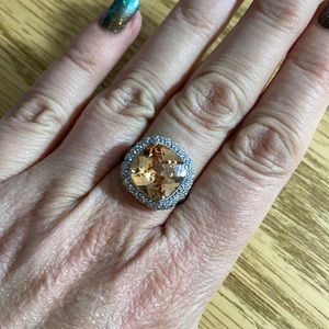 Peach CZ and sterling ring